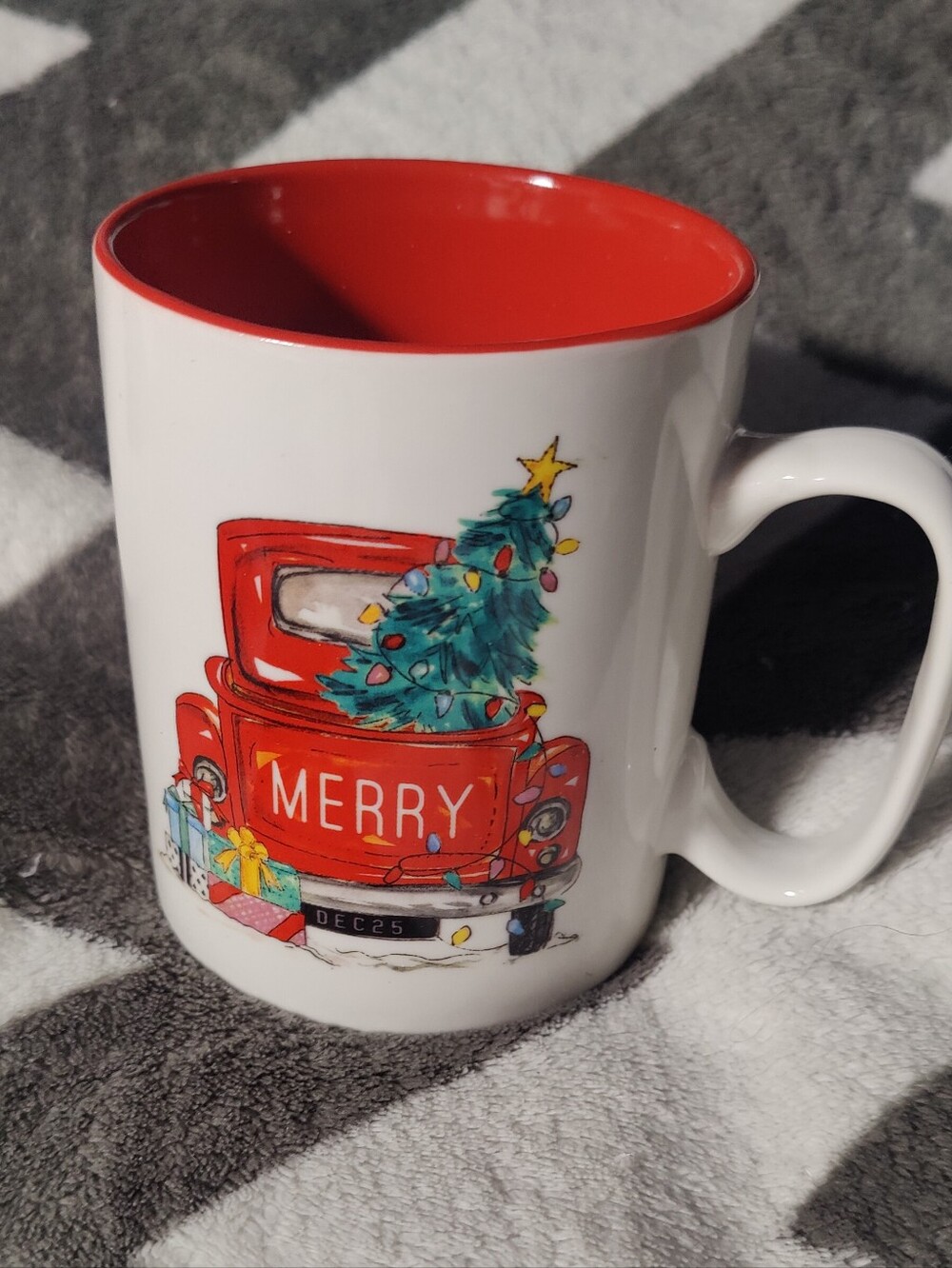 Rosanne Beck Christmas Red Truck Merry Holiday Mug